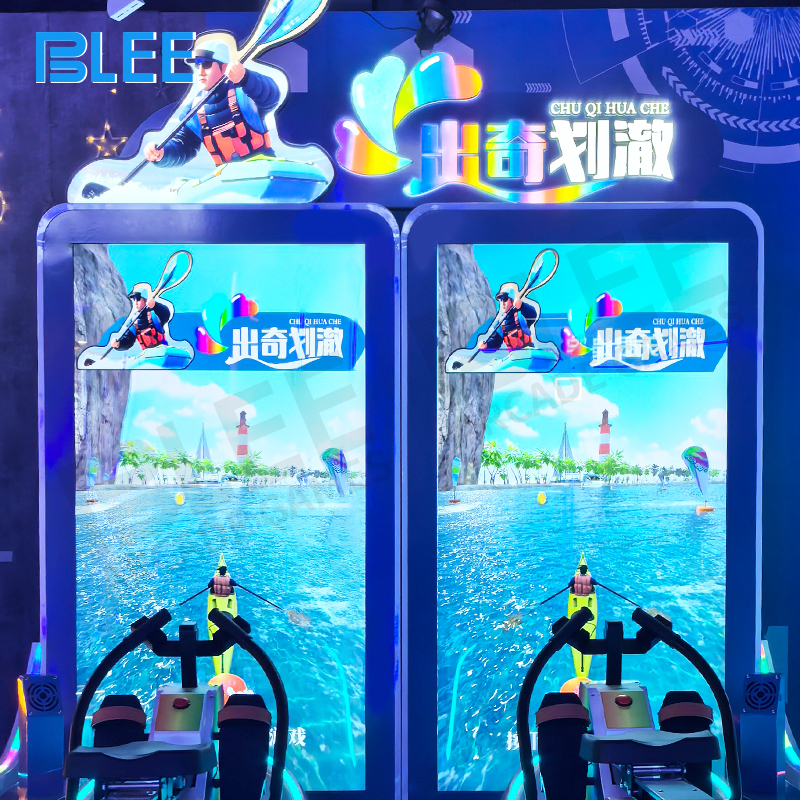 Player engaging core muscles while maintaining balance during challenging rowing maneuvers